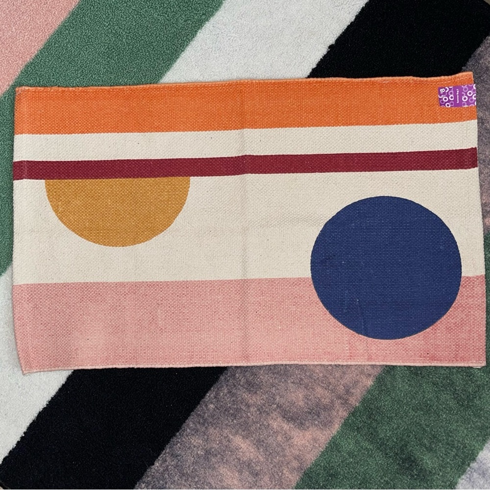🟠 PopShelf Color Block Geometric Summer Floor Rug - Picture 2 of 3